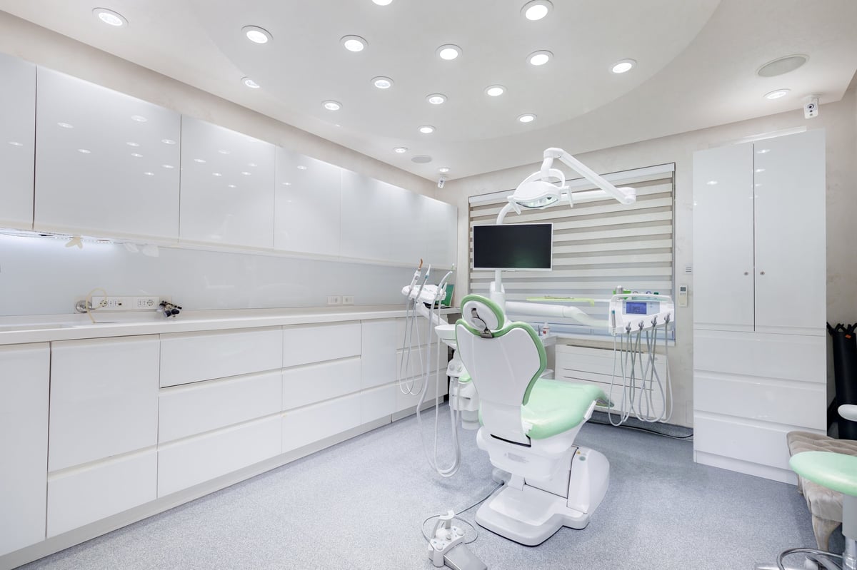 Bright contemporary dental office with advanced equipment